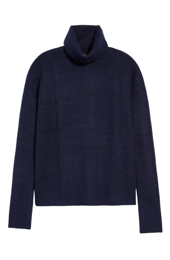 Shop Vince Camuto Textured Turtleneck Sweater In Classic Navy