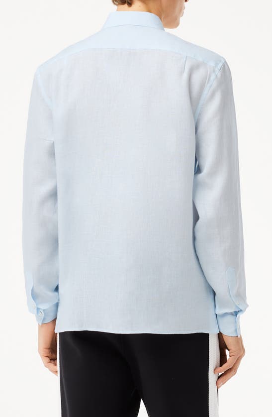 Shop Lacoste Regular Fit Linen Button-down Shirt In Rill
