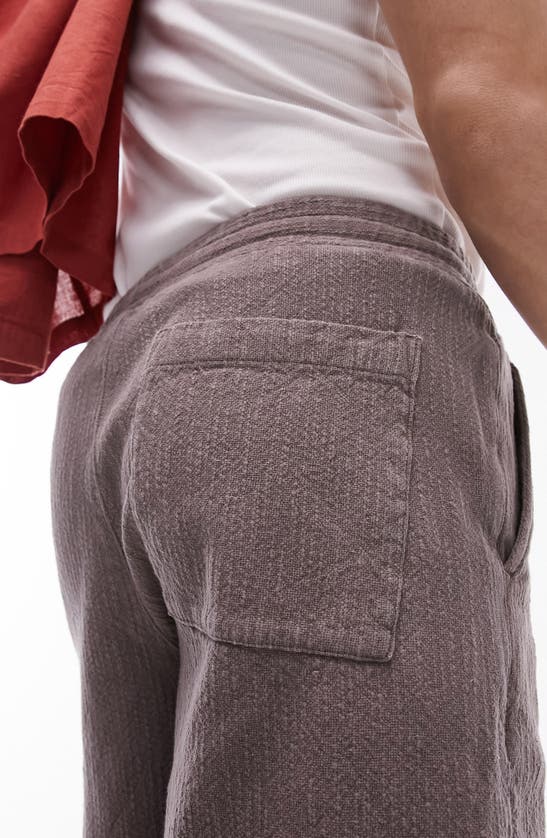 Shop Topman Textured Drawstring Shorts In Brown