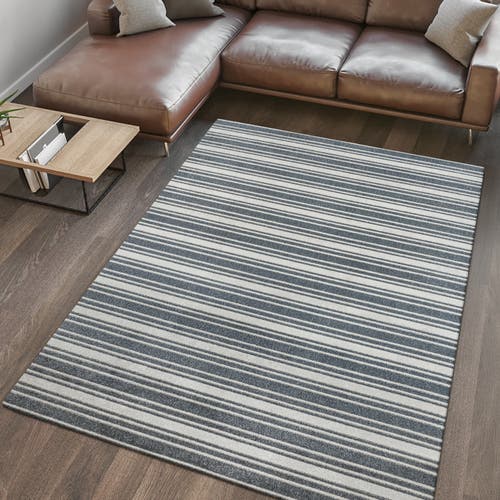 Jonathan Y Fawning Two-tone Striped Classic Low-pile Machine-washable Polyester Rug In Cream/dark Gray