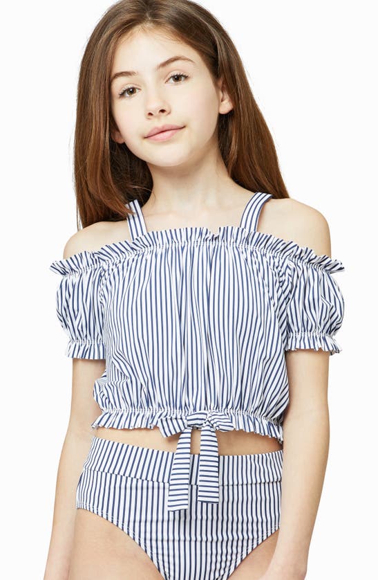 Habitual Girl Kids' Off The Shoulder Two-piece Swimsuit In Stripe ...