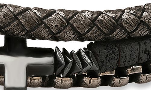 Hmy Jewelry Mens' Mixed Bracelets Set Of 3 In Brown/gunmetal/silver
