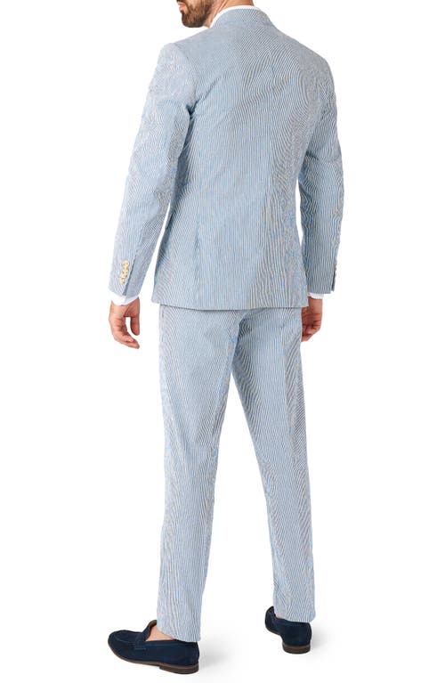 Shop Opposuits Daily Slim Fit Stripe Stretch Cotton Seersucker Suit In Blue