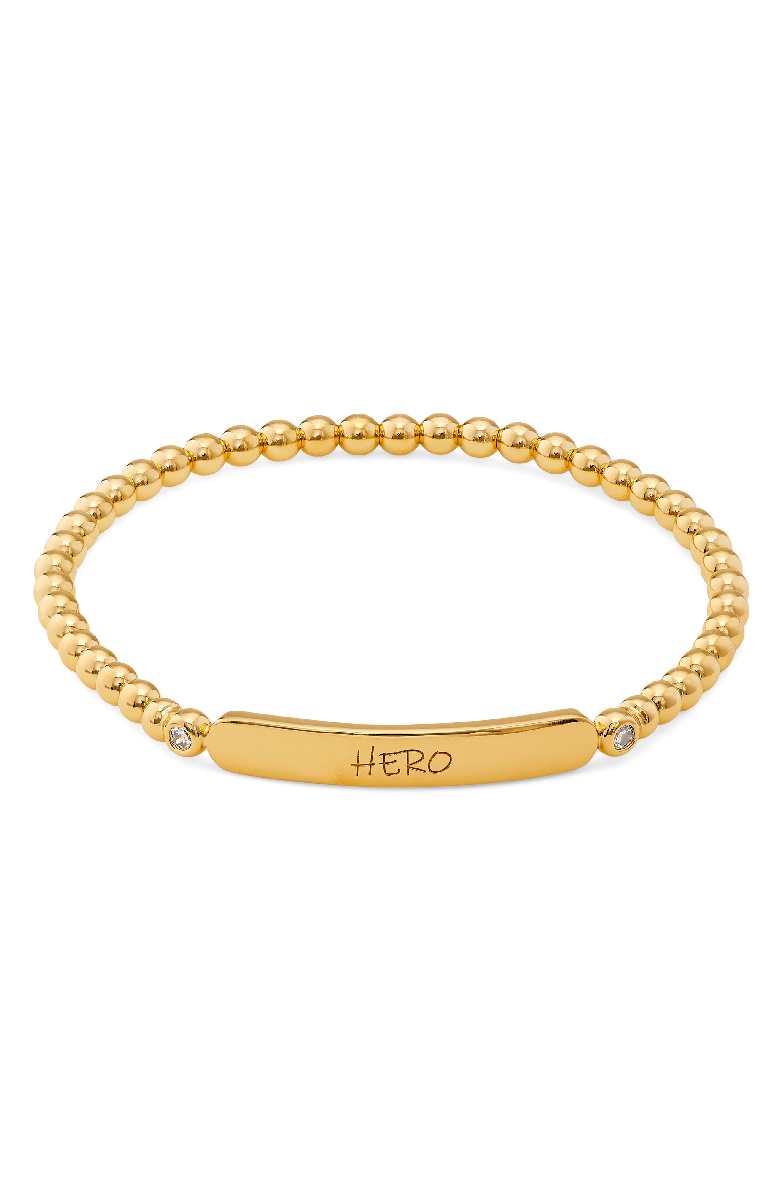 Nadri Hero Engraved Beaded Bracelet In Gold