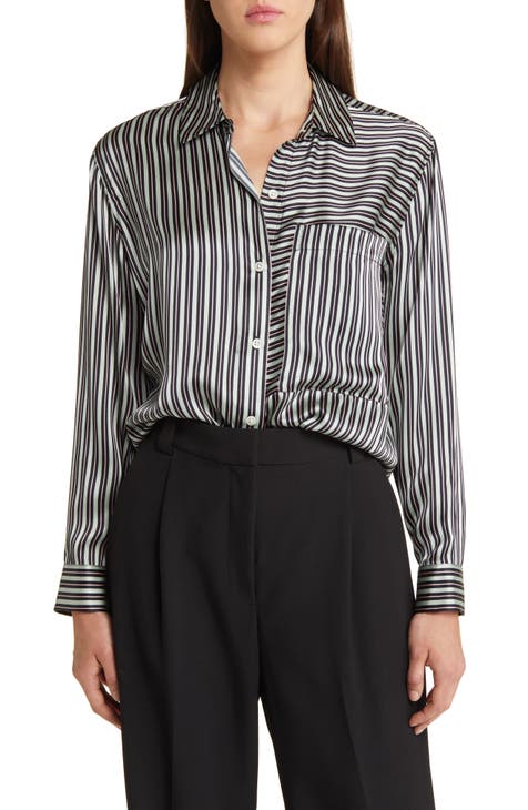 Tory Burch Women's Dress Size 8 100% Silk Black & White Striped W