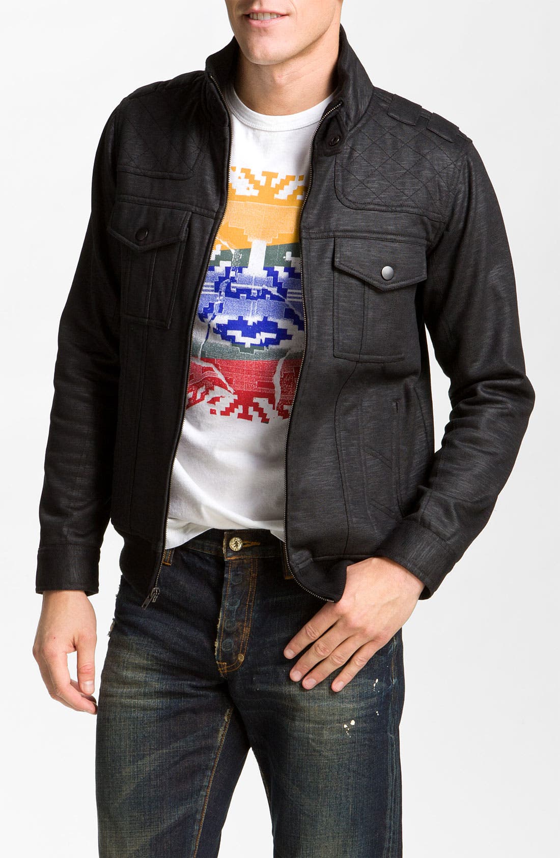 Kane & Unke Trim Fit Coated Moto Jacket Nordstrom