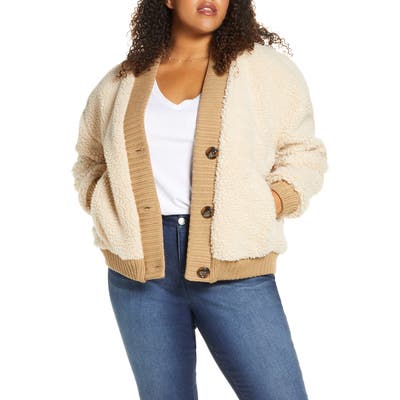 Plus Size Bp. Teddy Cardigan Coat, Brown