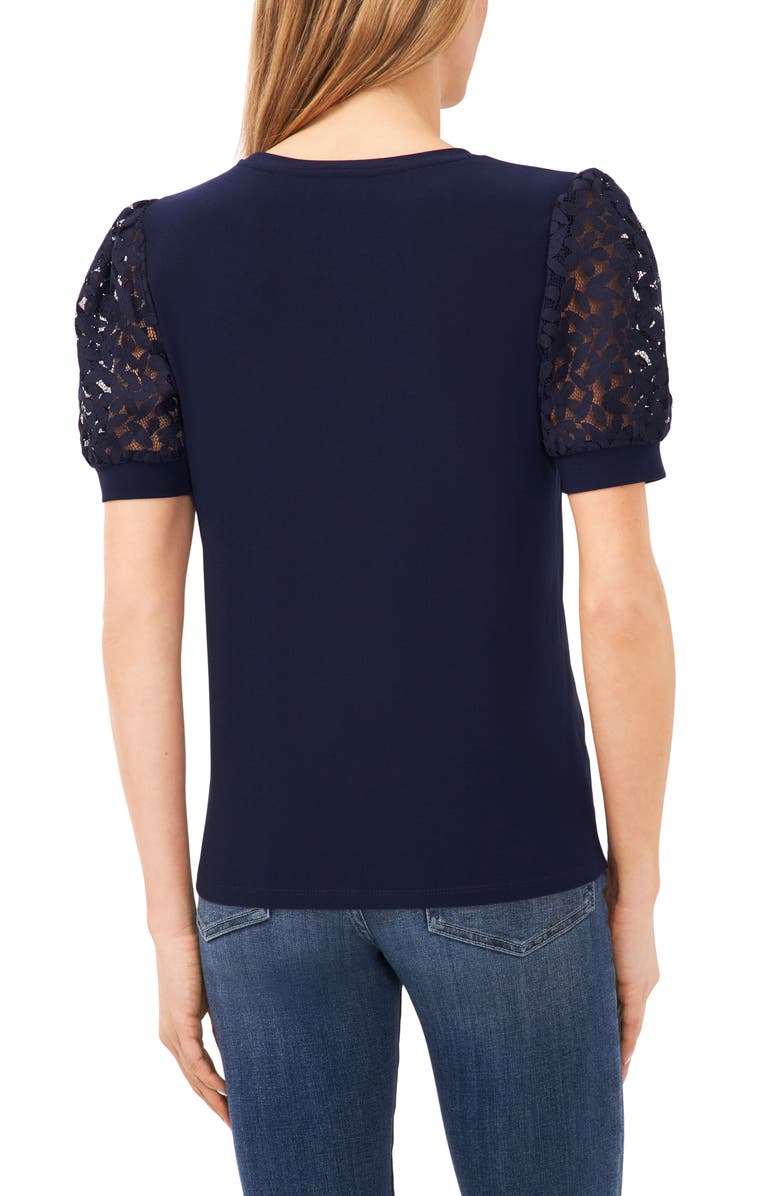 Cece Lace Puff Sleeve Knit Top Nordstrom 