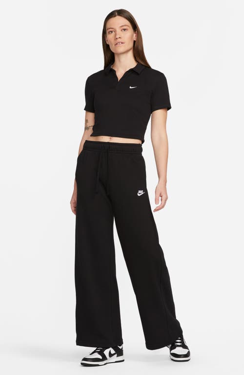 Shop Nike Essentials Stretch Crop Polo In Black/white