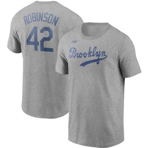 Men's Brooklyn Dodgers Jackie Robinson Mitchell & Ness Black Cooperstown  Collection Batter Up Long Sleeve T-Shirt