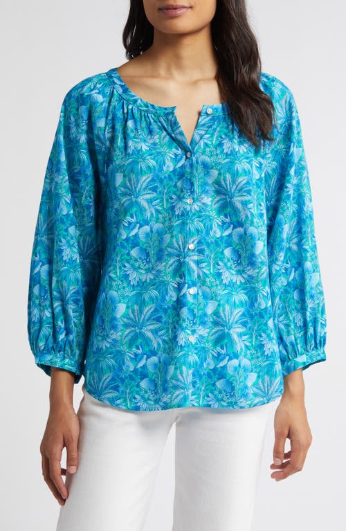 Tommy Bahama Floral Button-up Top In Atlantis Teal