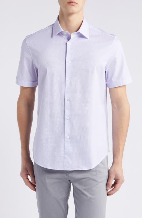 Bugatchi Miles OoohCotton Serpentine Print Short Sleeve Button-Up Shirt Pink/blue at Nordstrom,