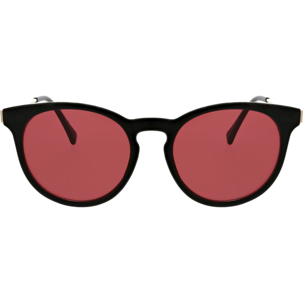 Bcbg 52mm Round Keyhole Sunglasses In Shiny Black