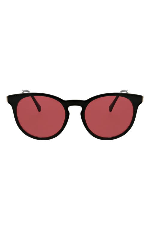 Bcbg 52mm Round Keyhole Sunglasses In Shiny Black