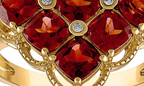 Fzn 14k Gold Plated Sterling Silver Garnet & Diamond Ring In Yellow Gold/garnet
