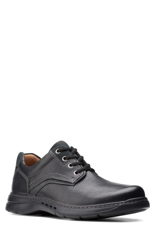Clarks(r) Un Brawley Pace Derby in Black Tumbled Leather