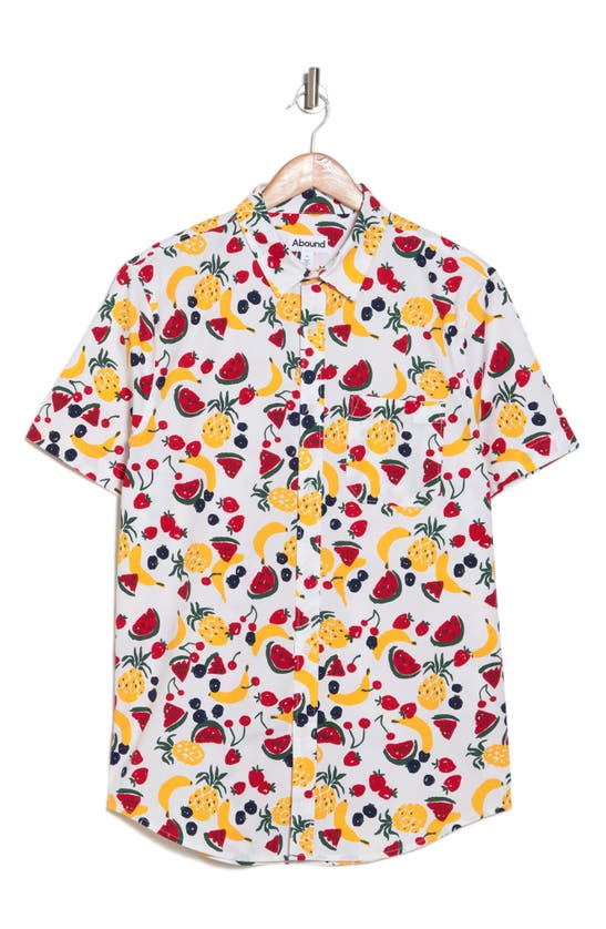 Shop Abound Fruit Punch Short Sleeve Button-up Shirt In White Fruit Punch