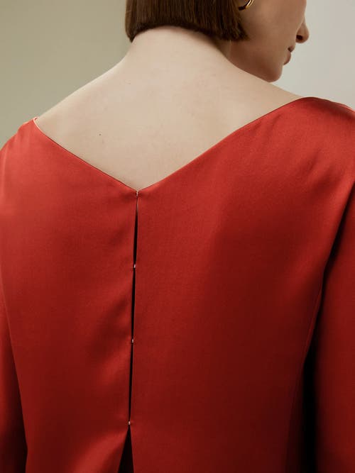 Shop Lilysilk Minimalist Shiny Silk Top In Brick Red