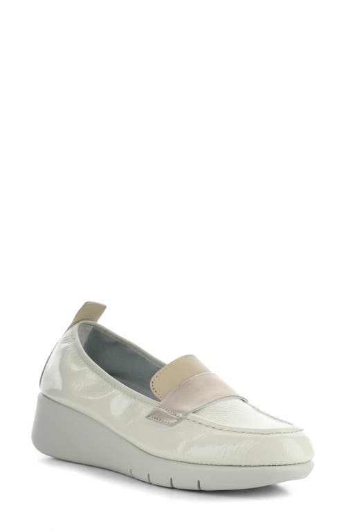 Screen Wedge Loafer in Mixed White Patent