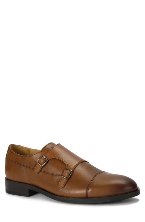 Shop Kurt Geiger London Hunter Cap Toe Double Monk Strap Shoe In Light/pastel Brown