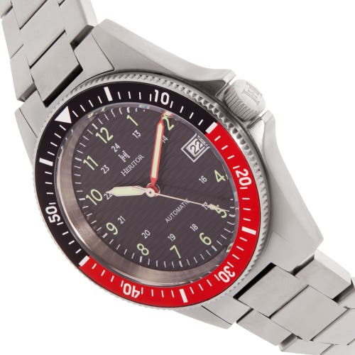 Shop Heritor Automatic Calder Bracelet Watch W/date In Silver/black-red