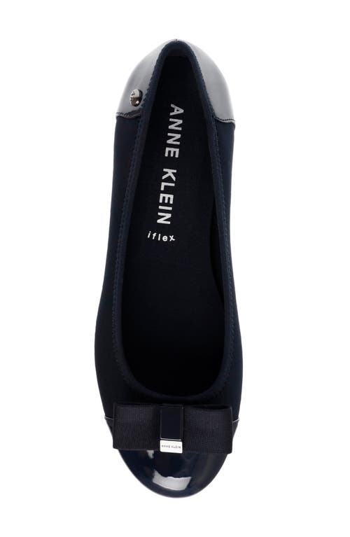 Shop Anne Klein Alive Cap Toe Flat In Navy Multi