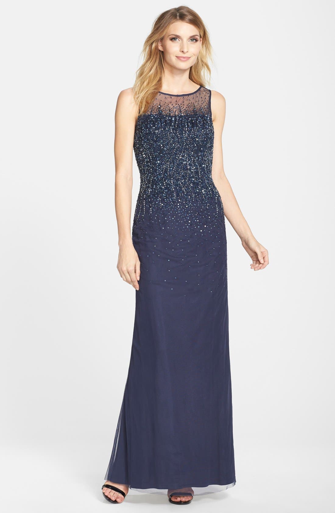 JS Collections Beaded Chiffon Column Gown Nordstrom