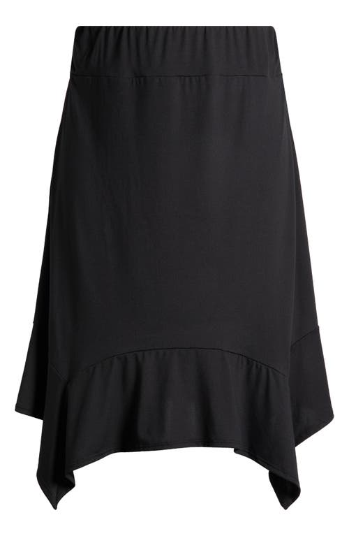 Shop 24seven Comfort Apparel Handkerchief Hem Jersey Midi Skirt In Black