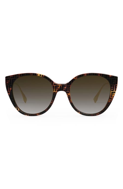 The Fendi Baguette 54mm Round Sunglasses in Colored Havana /Brown Polar at Nordstrom