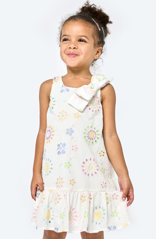 Shop Sara Sara Kids' Floral Eyelet Embroidered Dress In White Multi