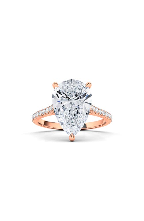Hautecarat Pear Cut Pavé Lab Growndiamond Ring In 2.50 Ctw 18k Rose Gold