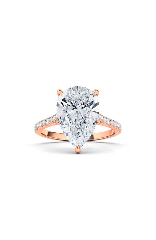 HauteCarat Pear Cut & Pavé Lab Created Diamond 18K Gold Ring in 18K Rose Gold at Nordstrom