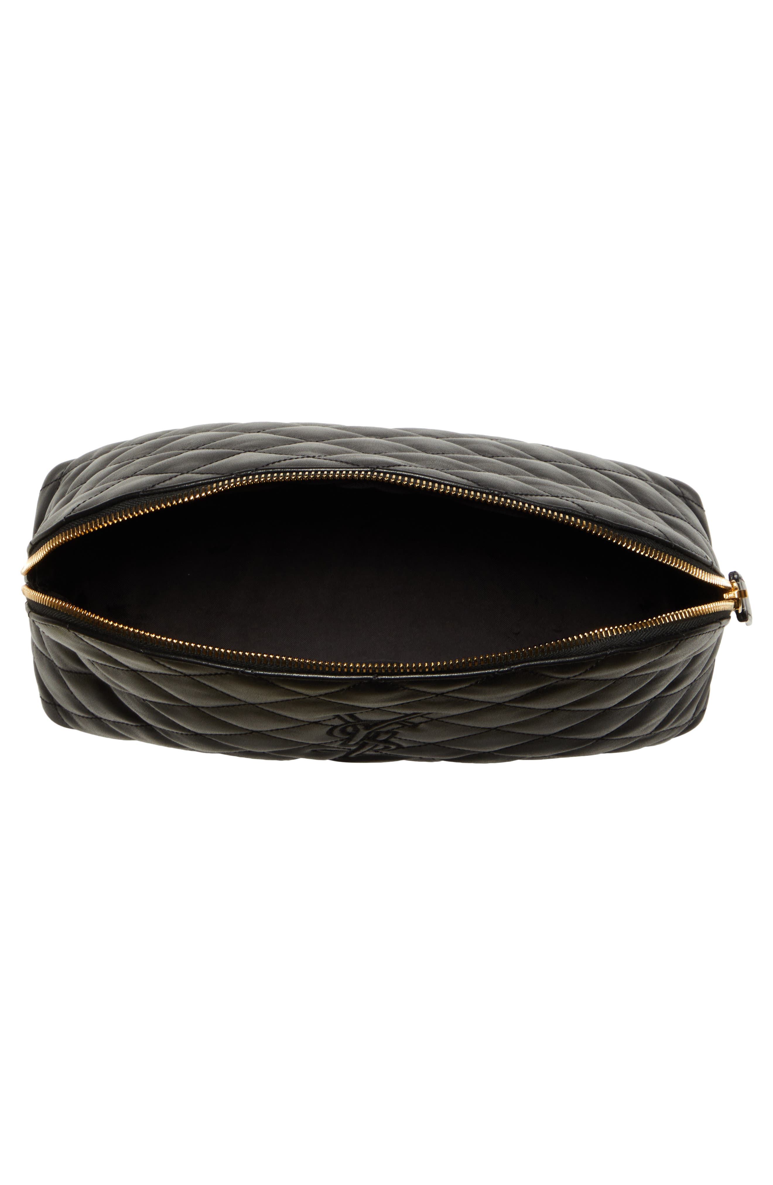 Saint Laurent Large Diamond Quilted Leather Cosmetic Pouch in Nero 