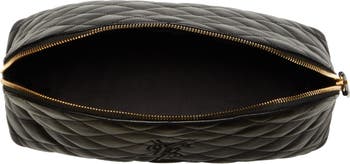 Saint Laurent Large Cosmetic Pouch In Quilted Leather - Black - Women