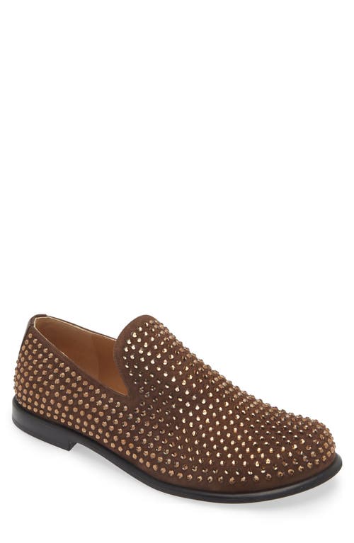 Shop Jw Anderson Crystal Embellished Loafer In 502 Chocolate Strass Ot