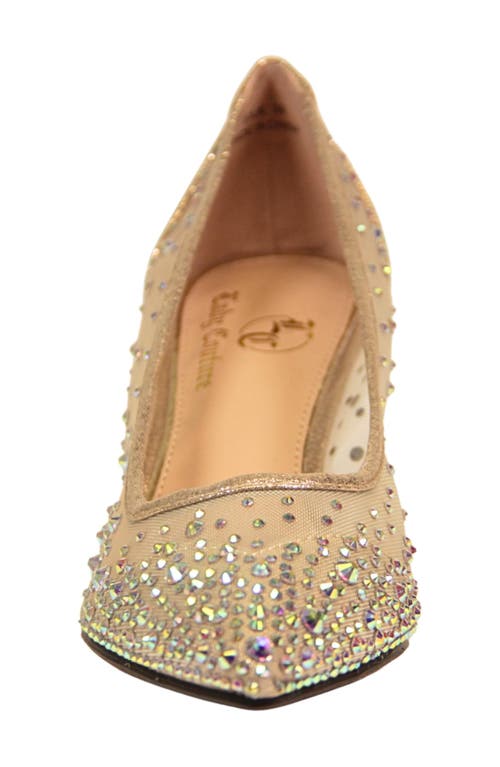 Lady Couture Rhinestone Kitten Heel Pump In Champagne