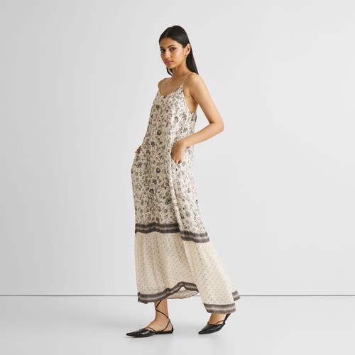Reistor Flowy Maxi Dress In Off-white And Black Florals