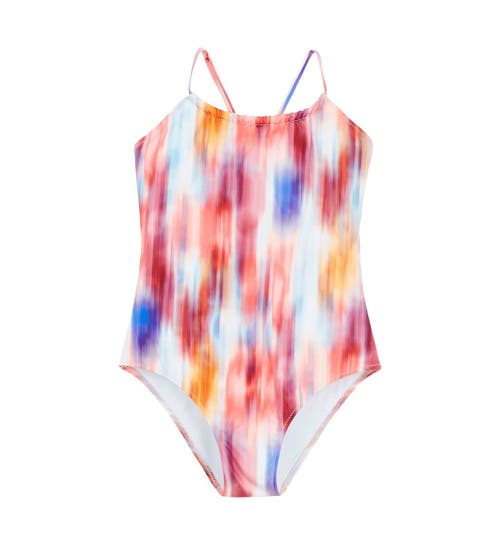 Shop Vilebrequin Kids' Ikat Flowers One-piece Swimsuit In Multicolor