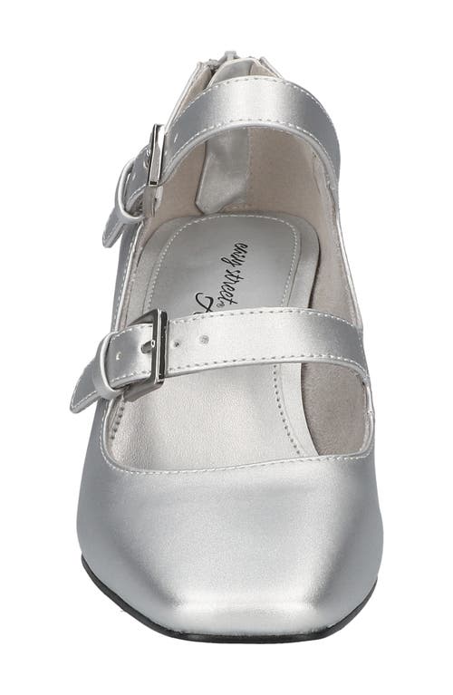 Shop Easy Street Willis Square Toe Mary Jane Pump In Silver Satin