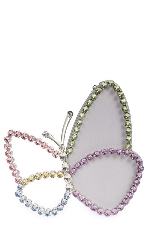 L’alingi L'alingi Crystal Butterfly Satin Clutch in Silver/color Block Pastel