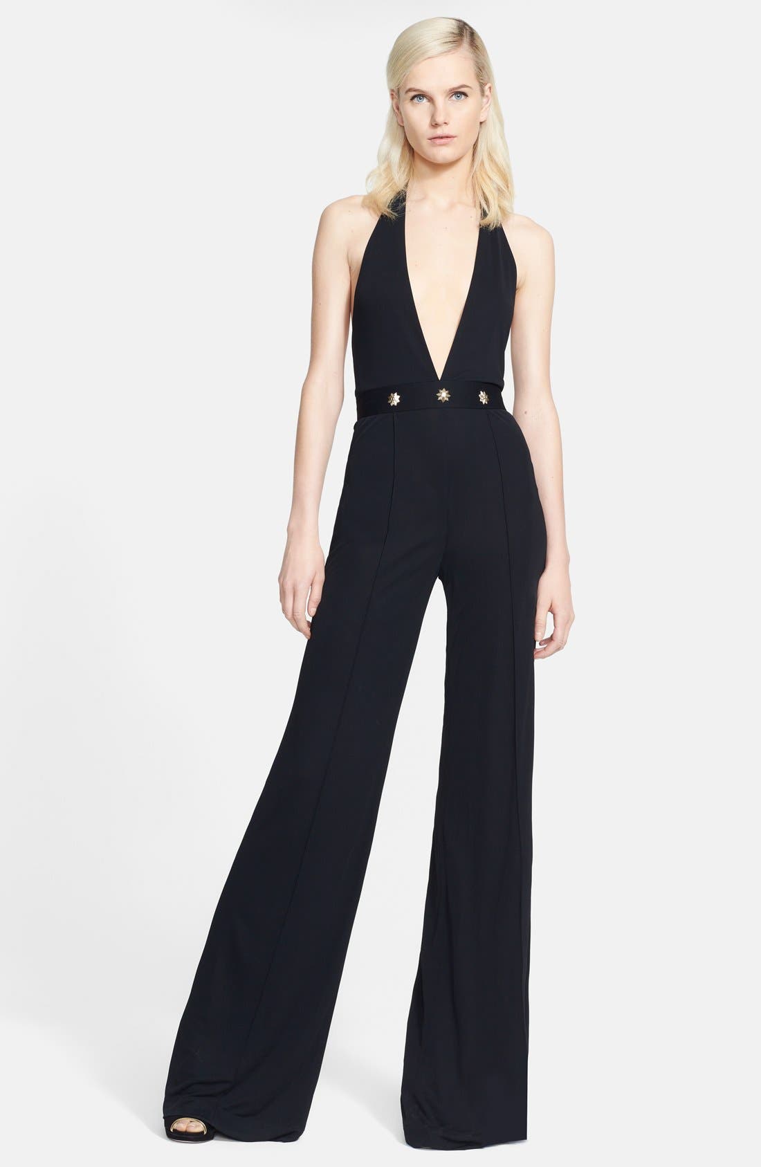 Versace Collection Crepe Jersey Halter Jumpsuit Nordstrom