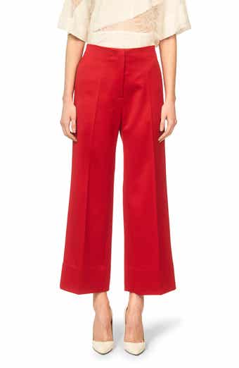 Alexander McQueen Draped Bow Wide Leg Wool Trousers