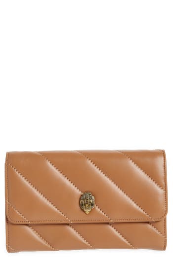 Kurt Geiger London Soho Drench Leather Wallet On A Chain In Light/pastel Brown