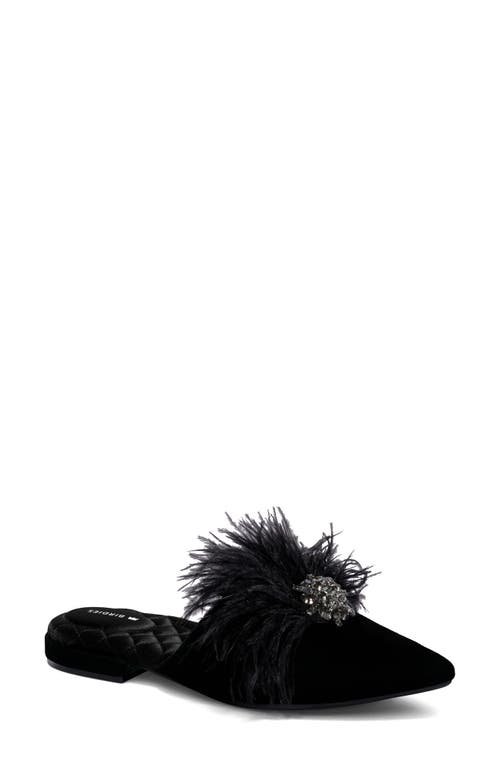 Birdies Dove Feathered Brooch Mule in Black Feathered Brooch