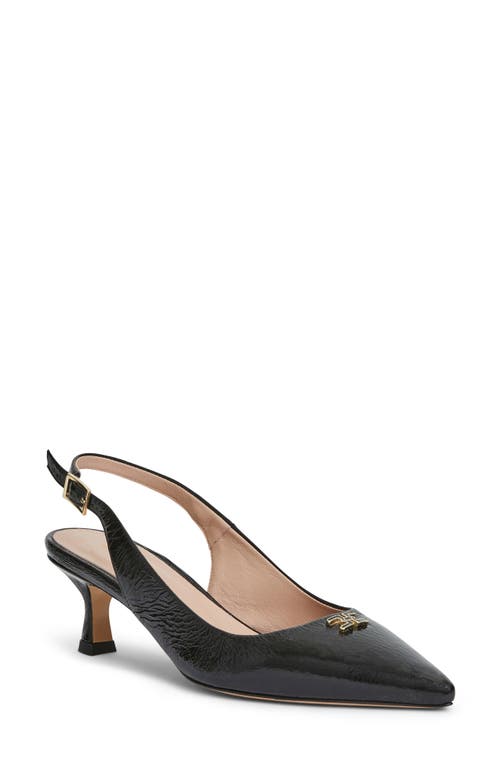 Bruno Magli Fiona Slingback Pointed Toe Pump Black Crinkle Patent at Nordstrom,