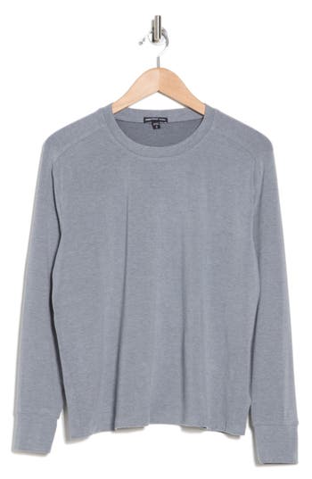 James Perse Drop Shoulder Long Sleeve Lounge Top In Gray