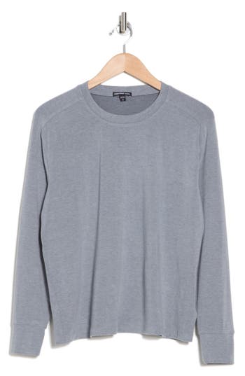 James Perse Drop Shoulder Long Sleeve Lounge Top In Heather Grey