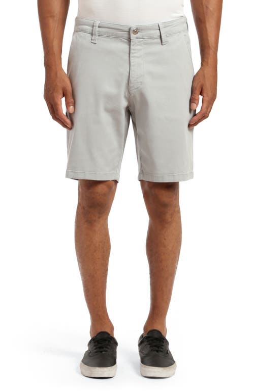 Noah Stretch Twill Flat Front Chino Shorts in Pearl Blue Luxe Twill