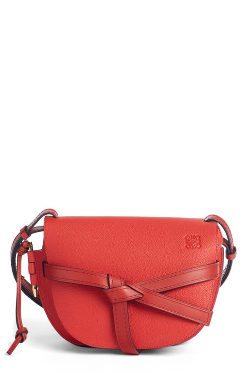 Loewe Gate Small Leather Crossbody Bag in Scarlet Red/Burnt Red