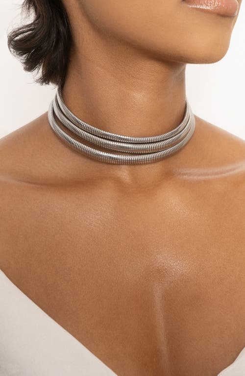 Shop Ettika Your Essential Flex Choker Necklace In Rhodium